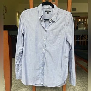 Light blue linen J Crew Button down shirt.
